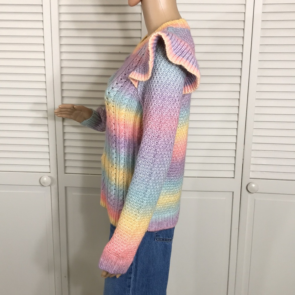 Loft Ann Taylor Multicolor Pastel Rainbow Sweater Small - Picture 13 of 14